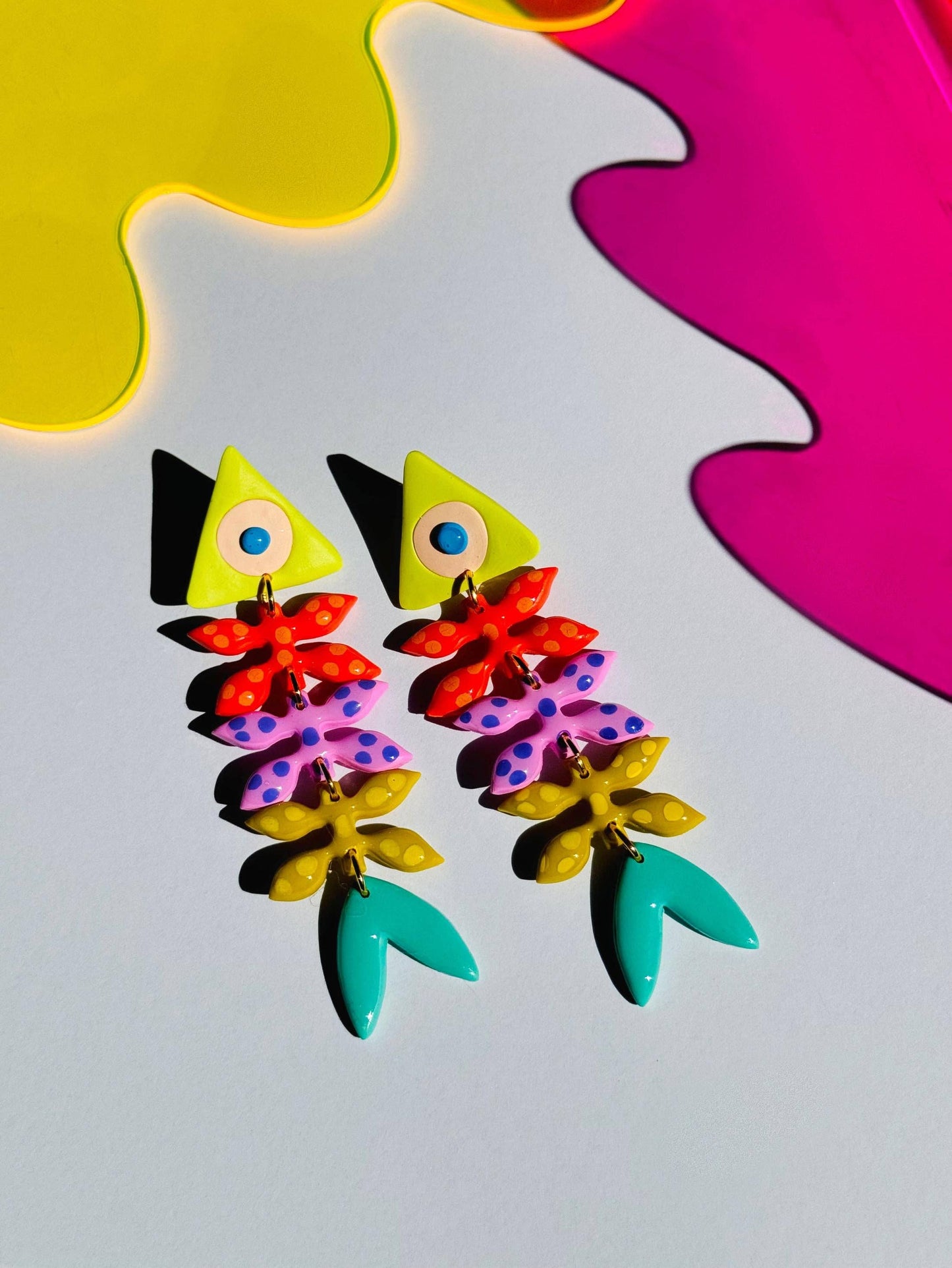 Delaney and Blu - Colorful Bone Fish Earrings