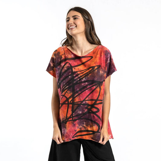 Cynthia Ashby - Ace Tee with Crossout Graphic / Embers