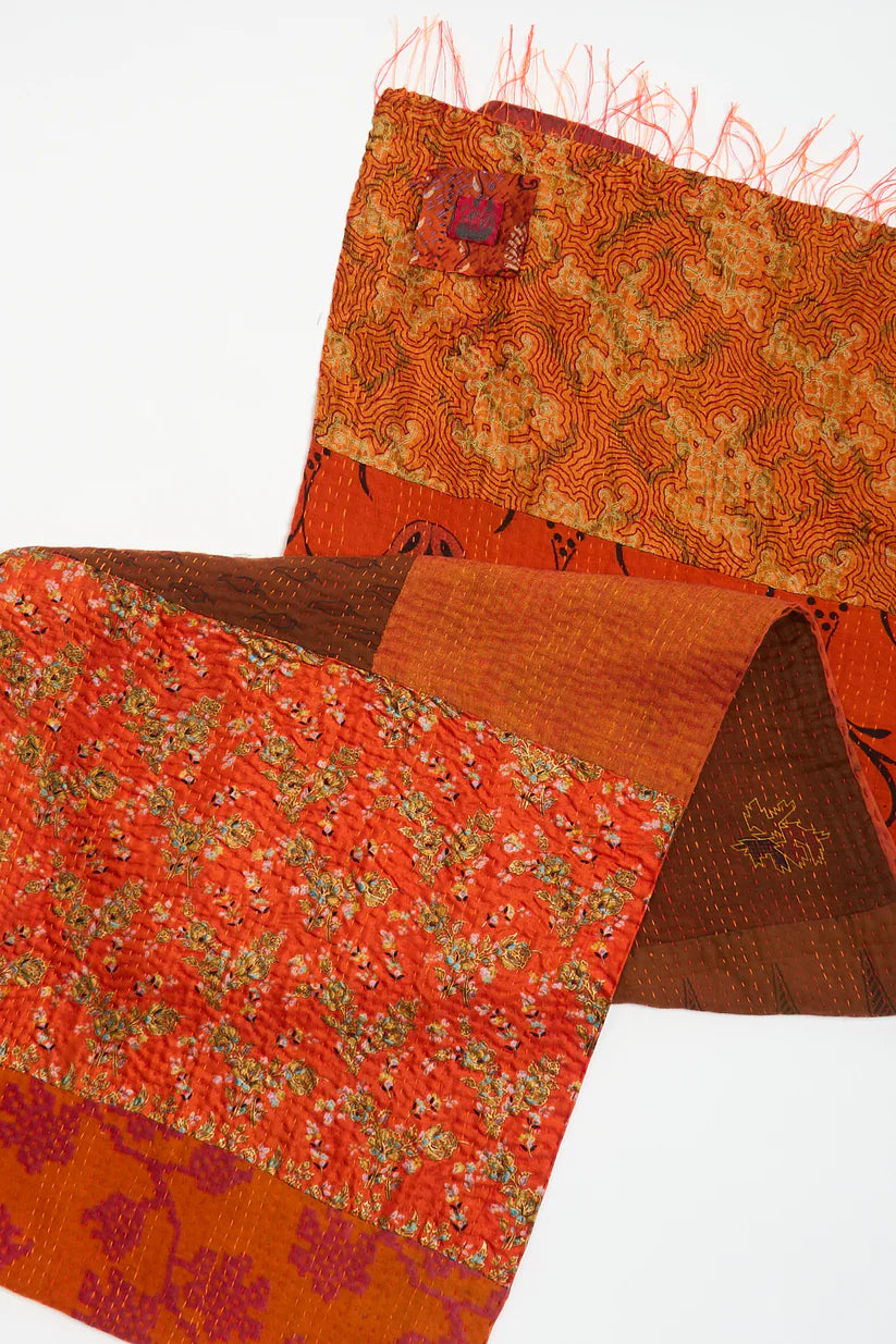 Mieko Mintz- VINTAGE SILK COTTON KANTHA SCARF SMALL