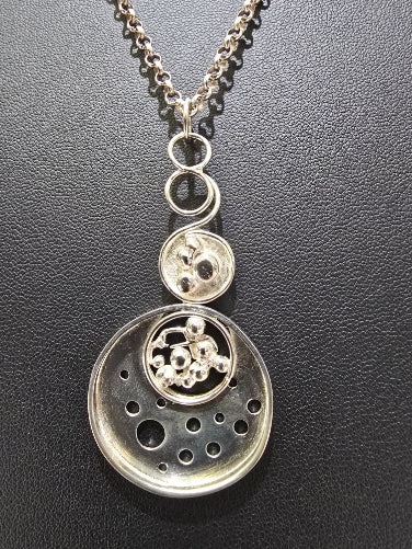 Dona Siebler - Double Circles Silver Pendant Necklace