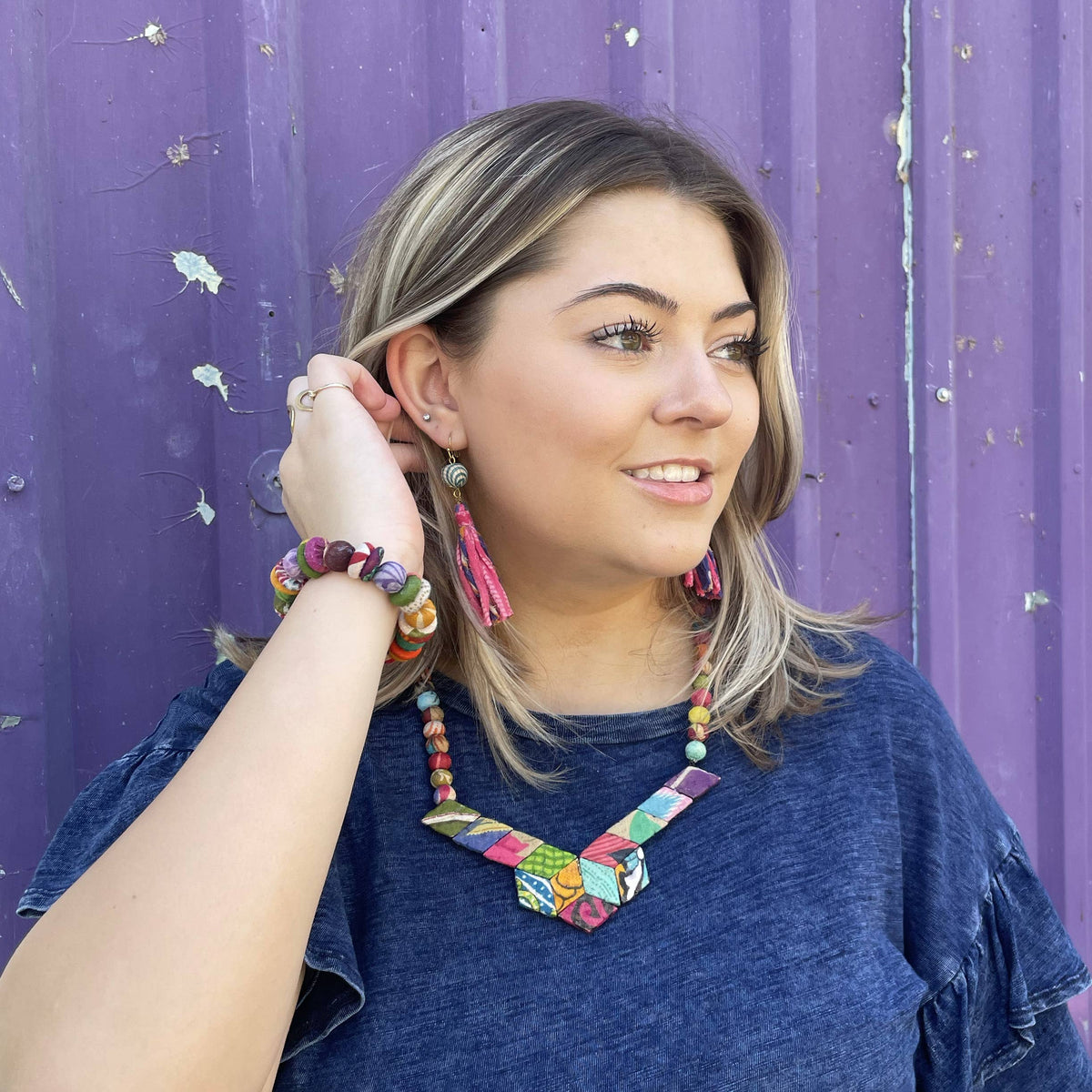 WorldFinds - Kantha Button Bracelet