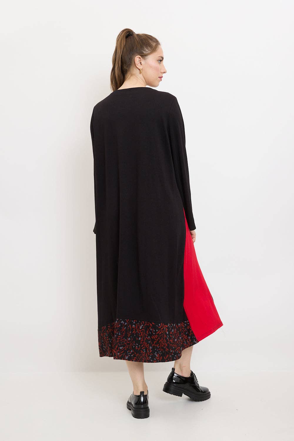 BELLA BLUE - Dress with red leaves and white pappus