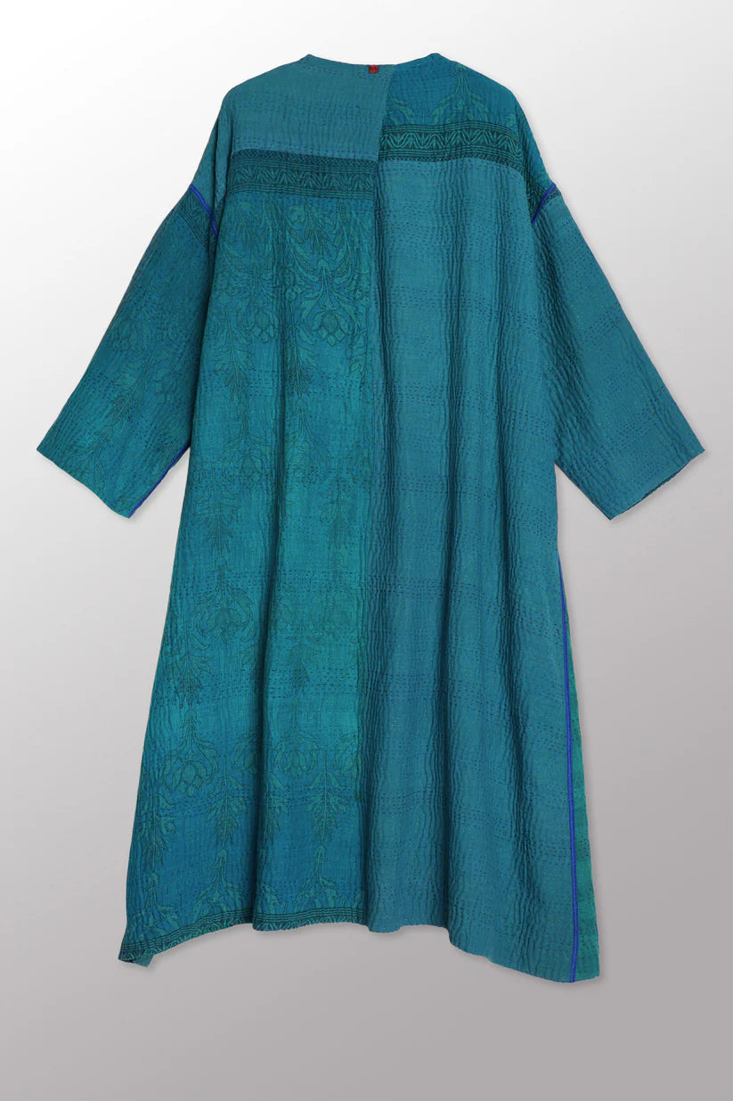 Mieko Mintz- COTTON SILK SW PATCH KANTHA LONG DUSTER
