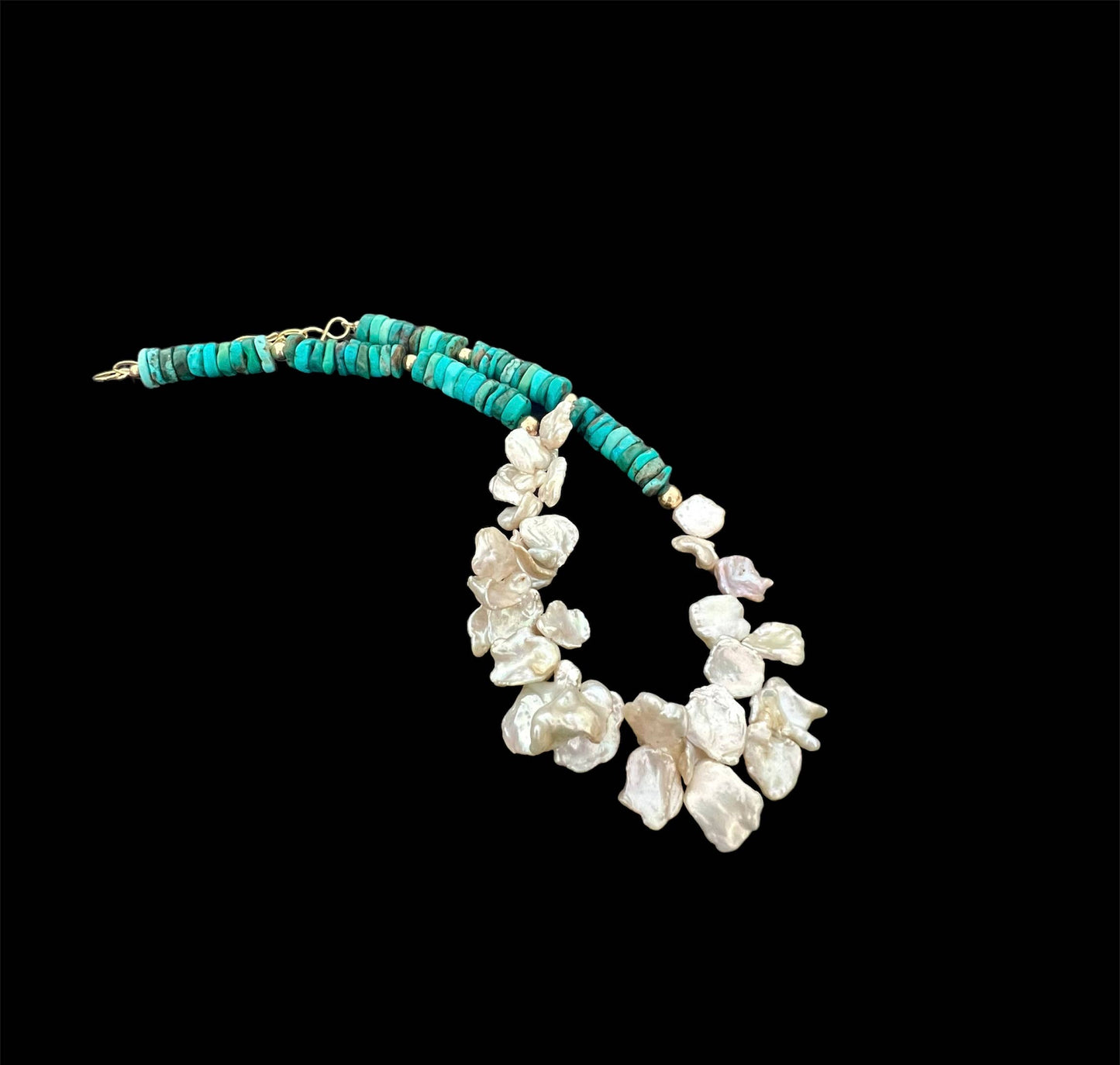 Diana Wingert Jewelry- Turquoise and Keshi pearl necklace