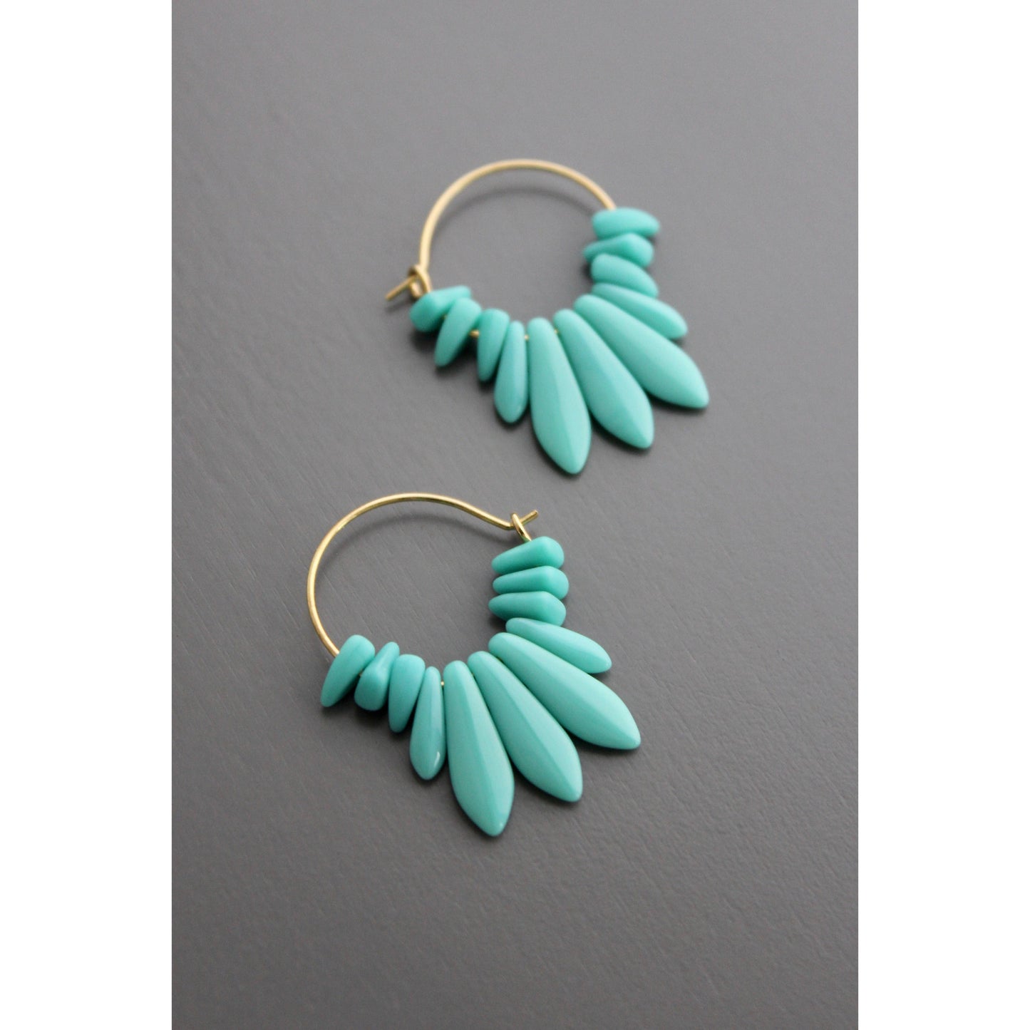 David Aubrey Jewelry -Turquoise glass small hoops
