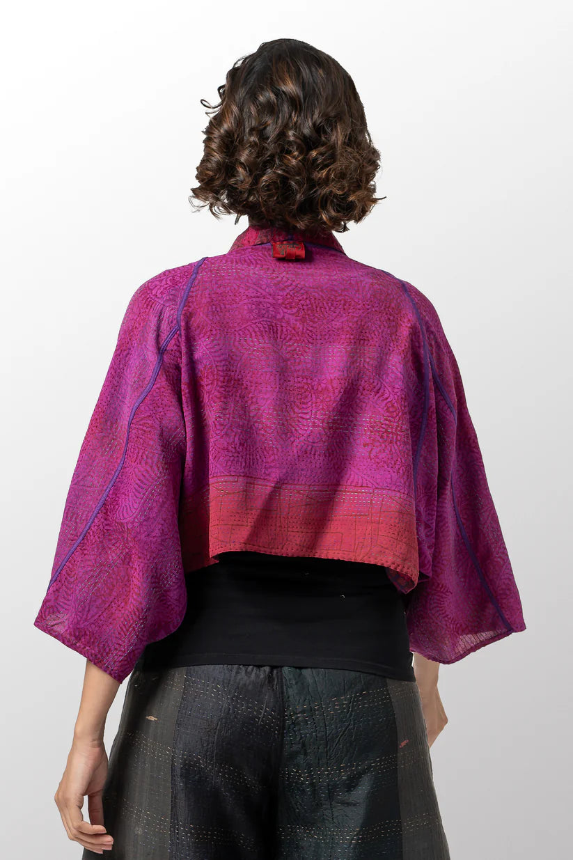 Mieko Mintz- Silk Georgette Cotton Kantha SLV. Shrug