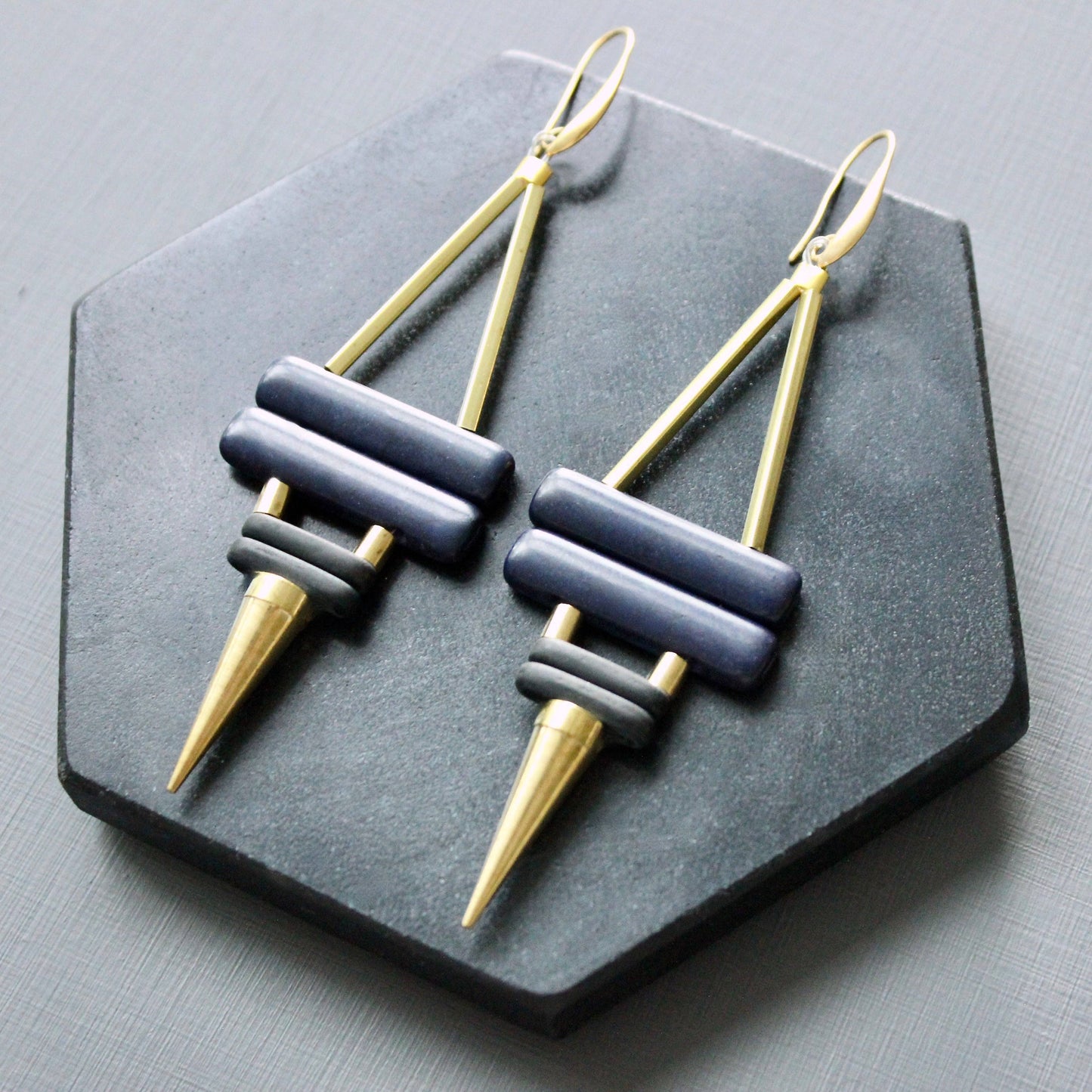 David Aubrey Jewelry - Navy and Black Spike Earrings