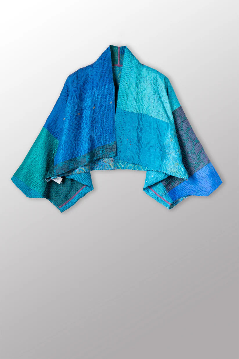 Mieko Mintz- JACQUARD SILK KANTHA PUFF SLV. SHRUG