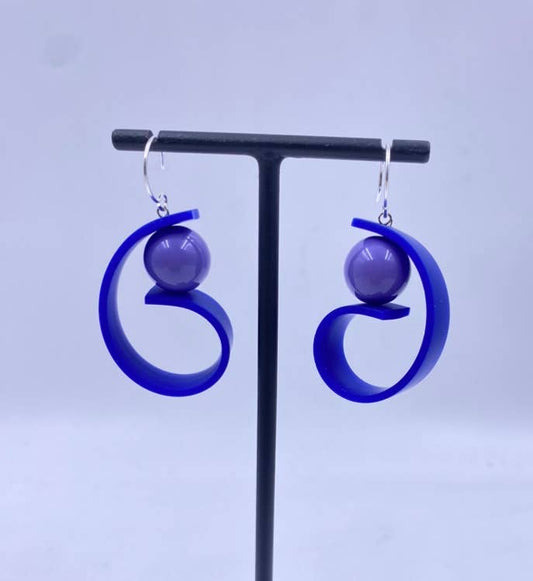 Samuel Coraux - Thinker Earrings: Blue/ Purple