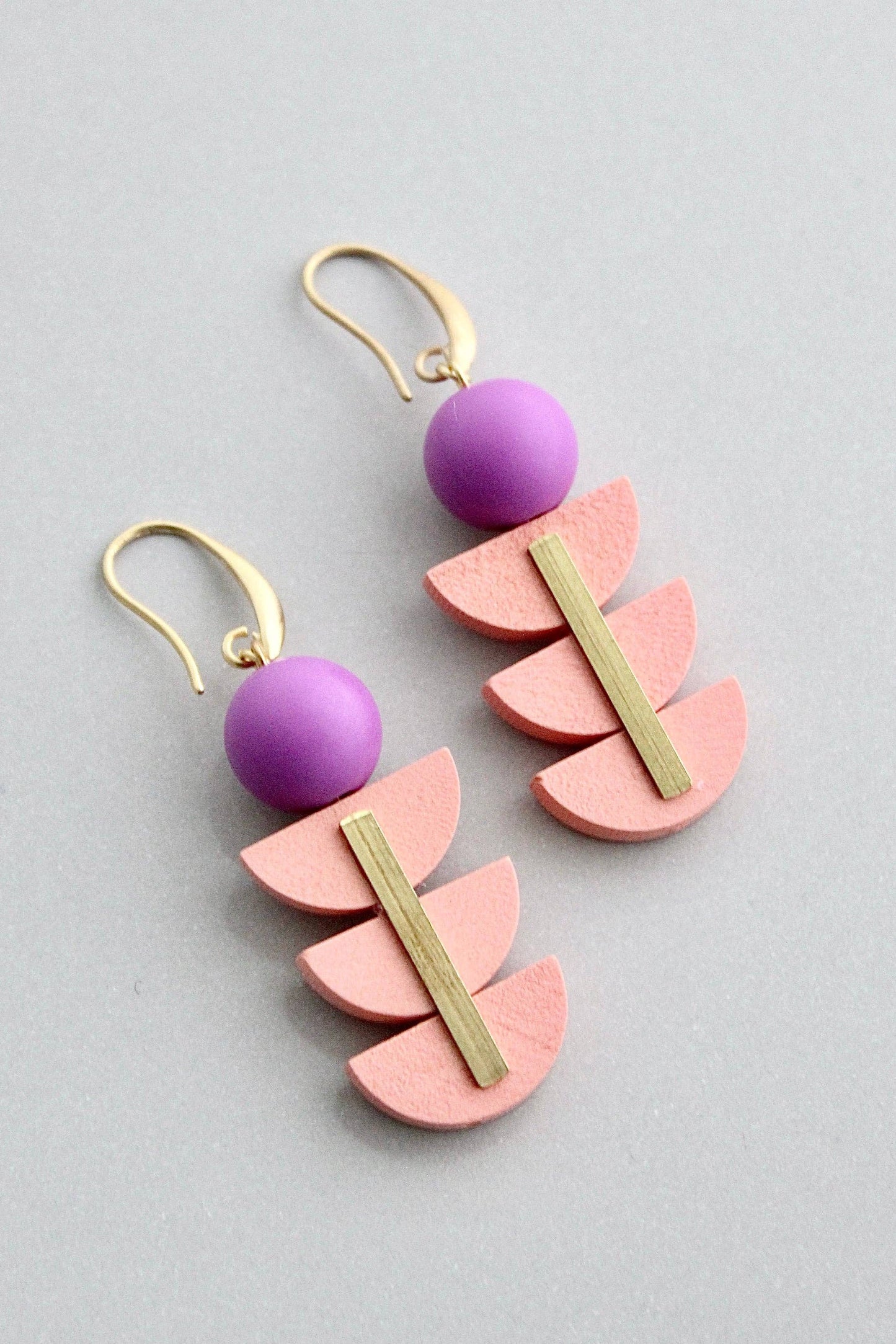 David Aubrey Jewelry - Pink and Purple Geometric Earrings