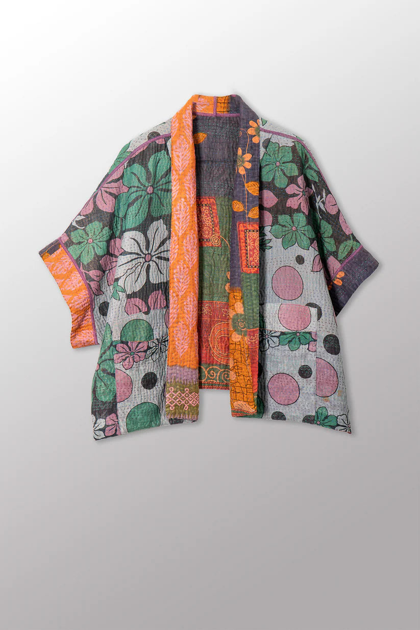 Mieko Mintz- VINTAGE COTTON KANTHA MINI PONCHO