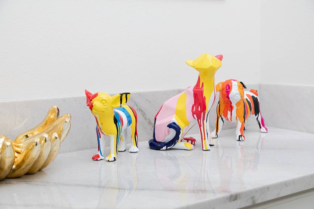 Interior Illusions Plus - Hand Painted Multi Cat Splatter Sculpture