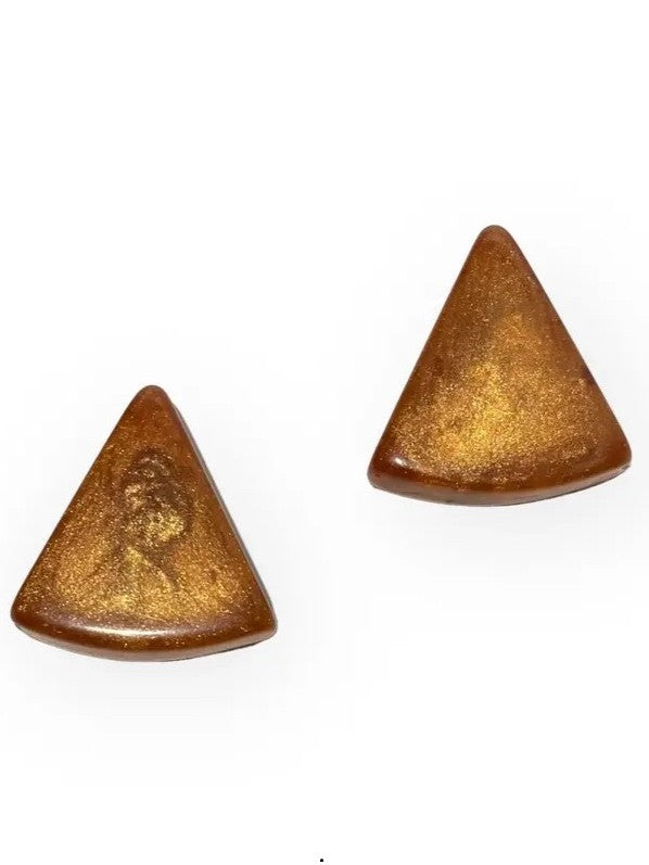 Atelier 1701 - Coppery Resin Triangular Stud Earrings