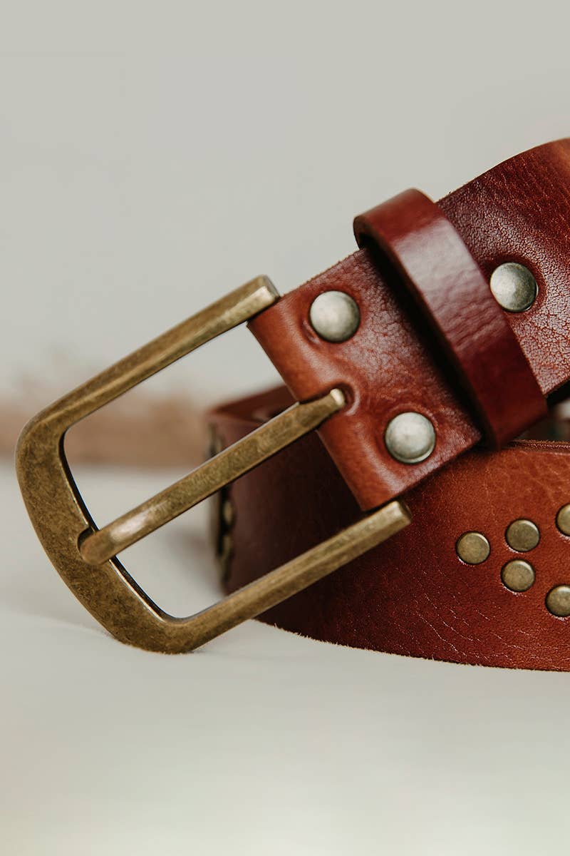 Lula Natura -Brown Leather Belt w Wide Coins