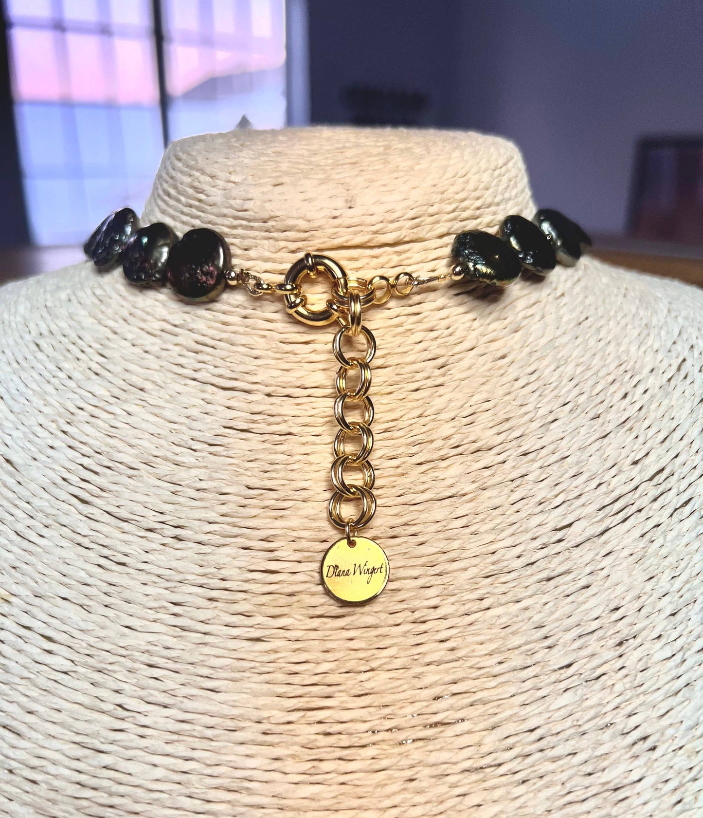 Diana Wingert Jewelry-Green Fresh Water Coin Pearl Necklace