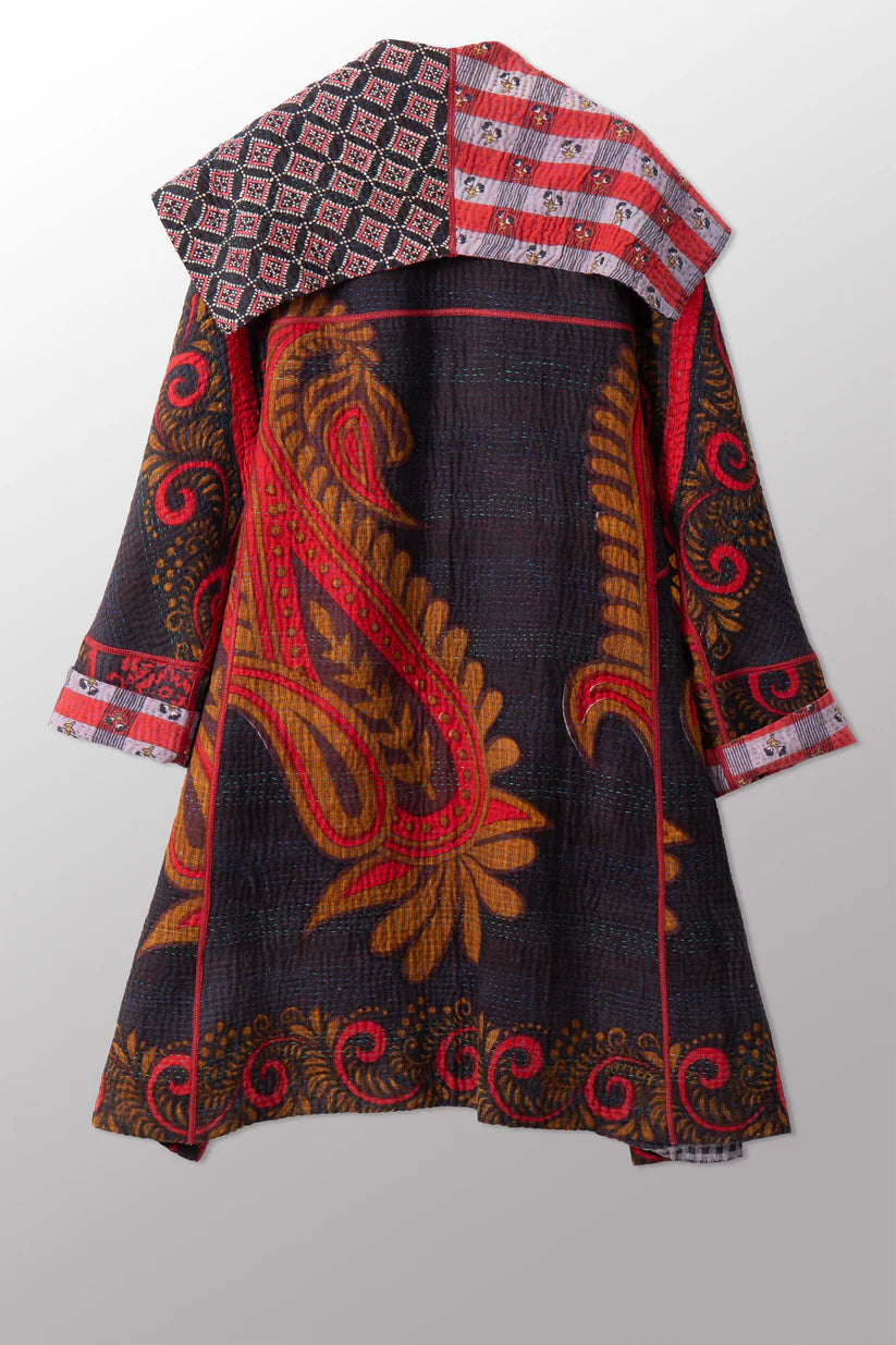 Mieko Mintz- VINTAGE COTTON KANTHA A-LINE COAT