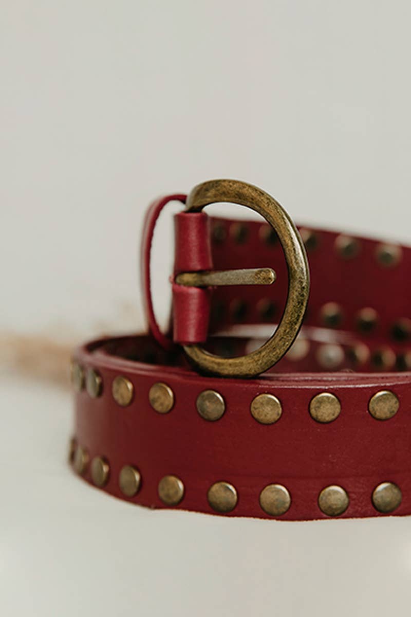 Lula Natura - Burgundy Leather Belt Cirius Stud