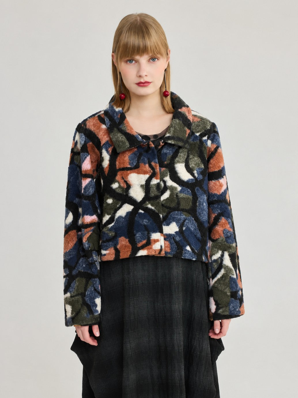 LUUKAA- Earth Print Cropped Jacket