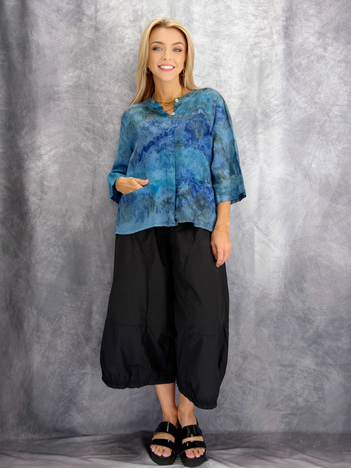 Narenee Designs – Ocean Mist Linen Top