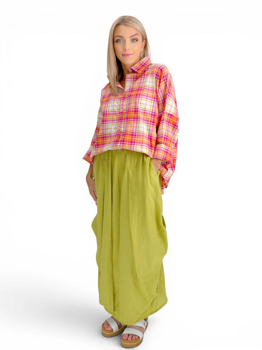 Dress to Kill- Cross Back Cappy Shirt- Orange/Pink