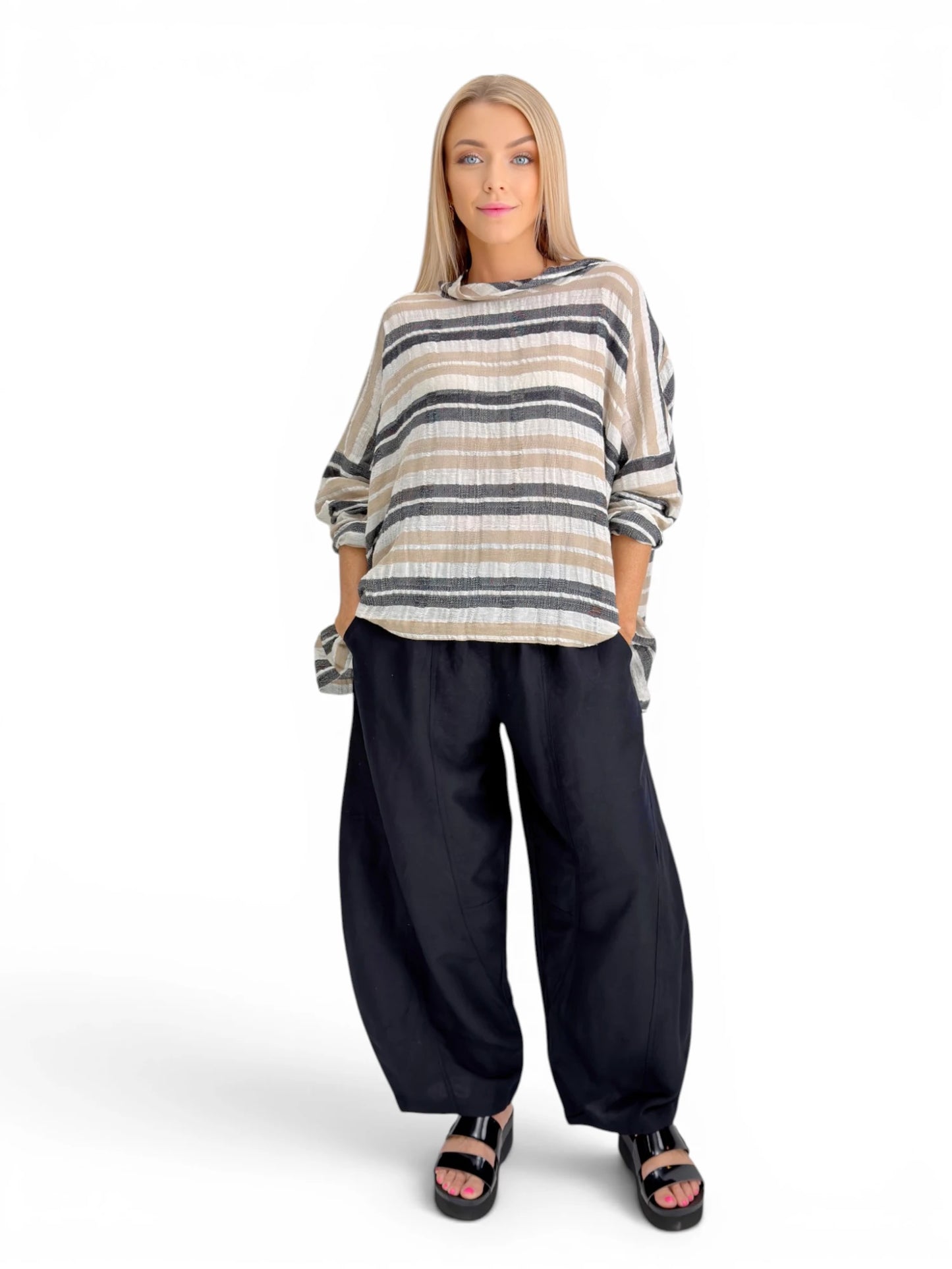 Dress to Kill- Puzzle Pants/ Black Linen