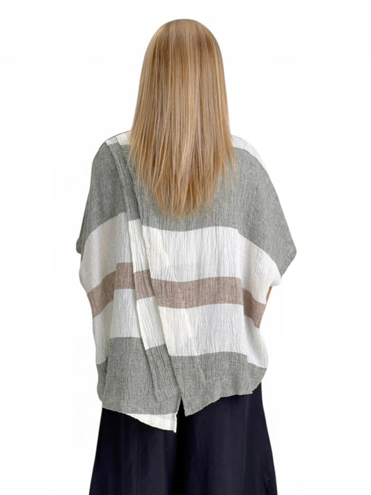 Dress to Kill- Cross Back Cappy Shirt- White/Charcoal