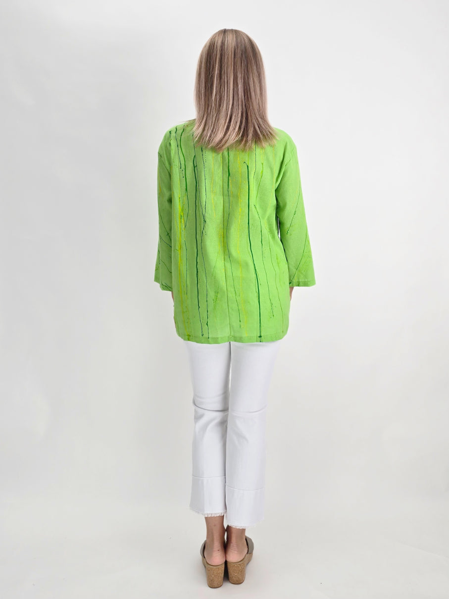 Alvarez Designs- Apple green Hand Painted Top