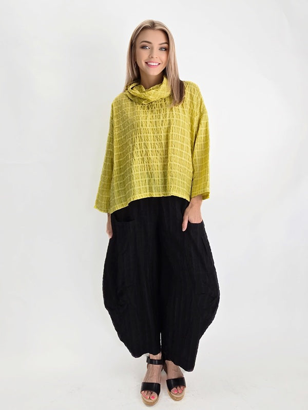 Eleven Stitch- Sweet Lime Cowl Neck Top