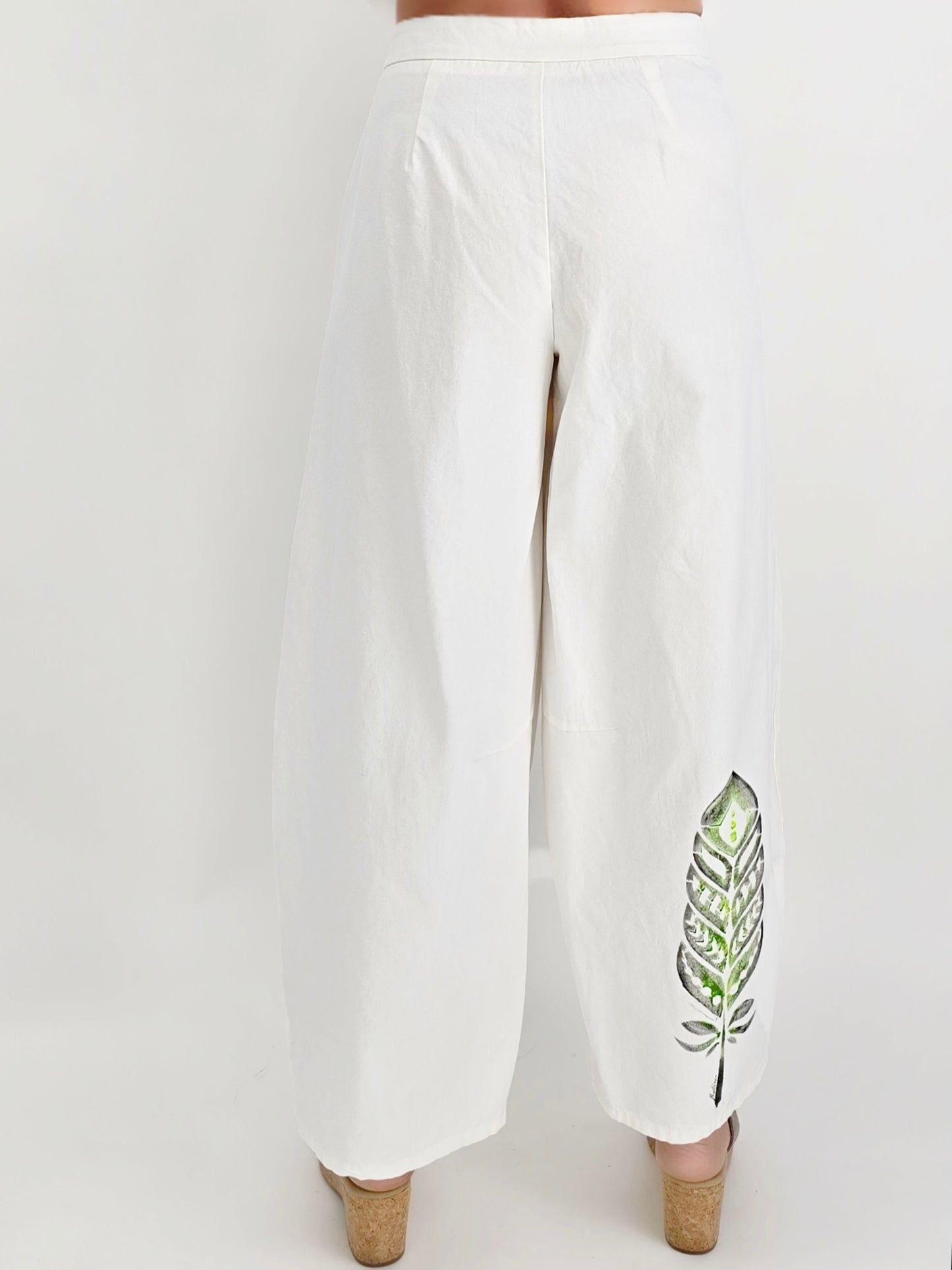 Narenee Designs- Hand-Painted Linen Barrel Pants