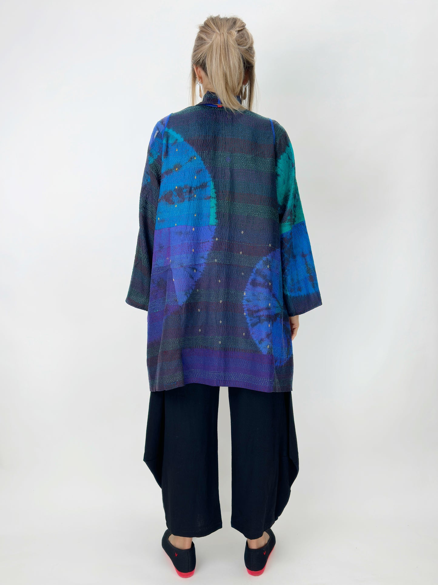 Mieko Mintz- Tie Dye Circle Shibori Kantha A-Line jacket