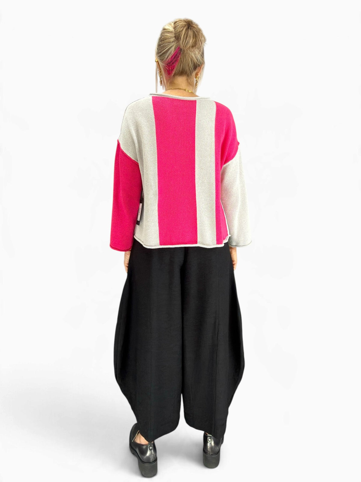 Olivia- Vertical Vibes Pullover Sweater/ Magenta