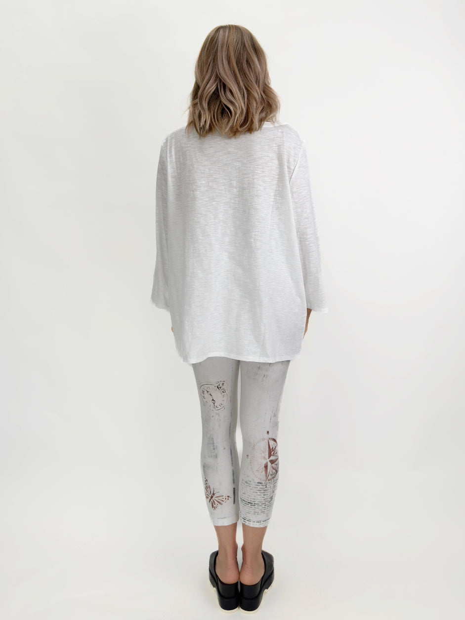Narenee Designs- L/S White Painted Top