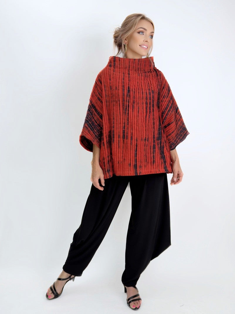 Mieko Mintz- Mone Cotton Ripple Tuck Poncho Vest