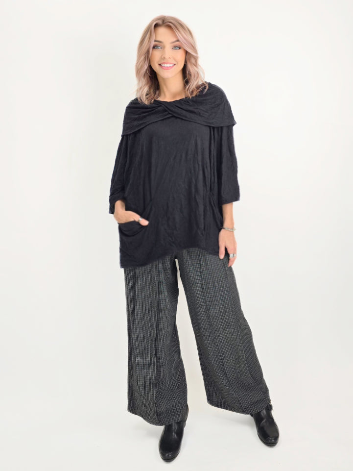 Dress to Kill -Pleated Pant/ BLK-WHT Check