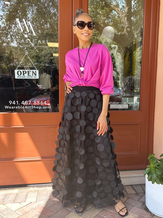 Noen- Circle Appliqué Mesh Skirt