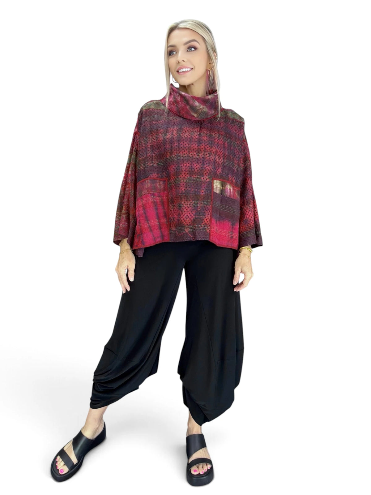 Mieko MIntz- Tie Dye Vintage Silk Kantha Cowl Pullover