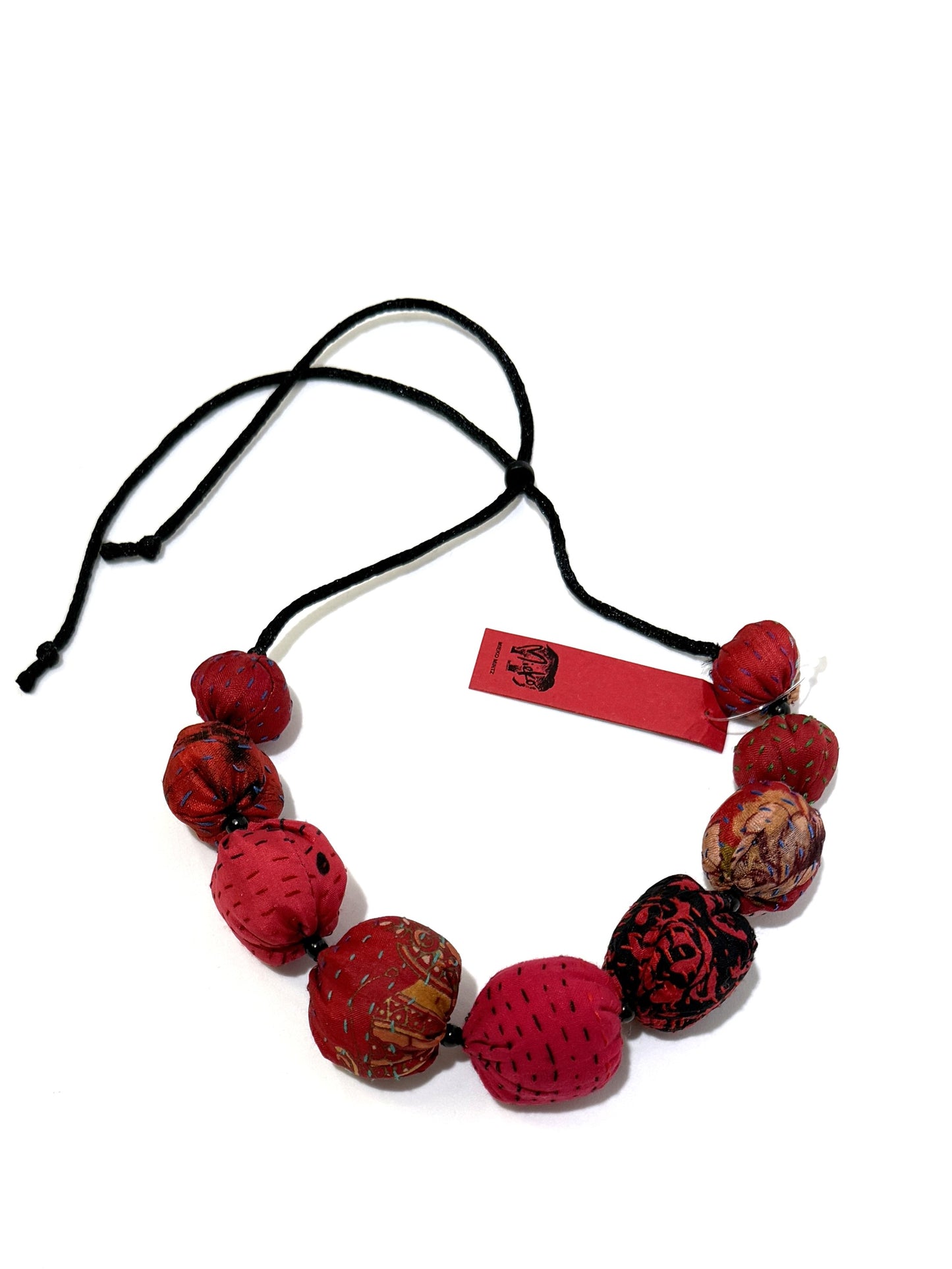 Mieko Mintz- VINTAGE SILK KANTHA NUTS SHORT NECKLACE