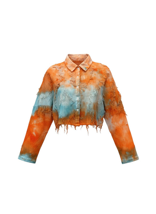 Narenee Designs- Sunset Ice-Dyed Cropped Shirt/Jacket