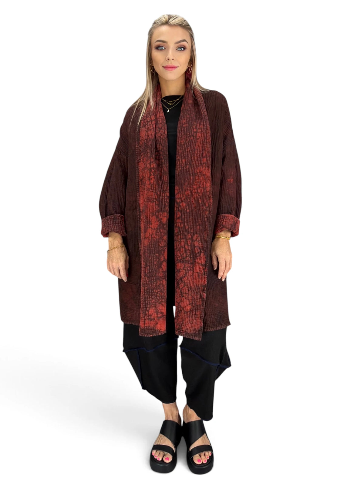 Mieko MIntz- Mud Dye Ripple Kantha Shawl Coat