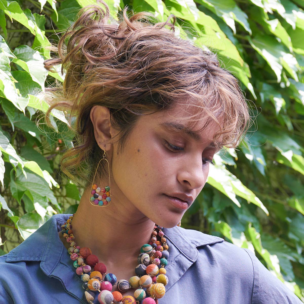 WorldFinds - Embedded Kantha Earrings