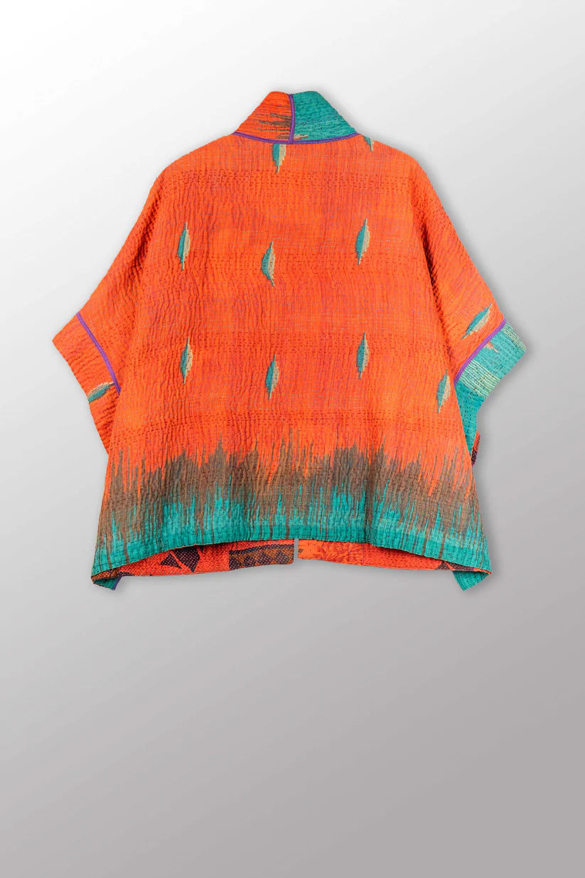 Mieko Mintz- VINTAGE COTTON KANTHA MINI PONCHO