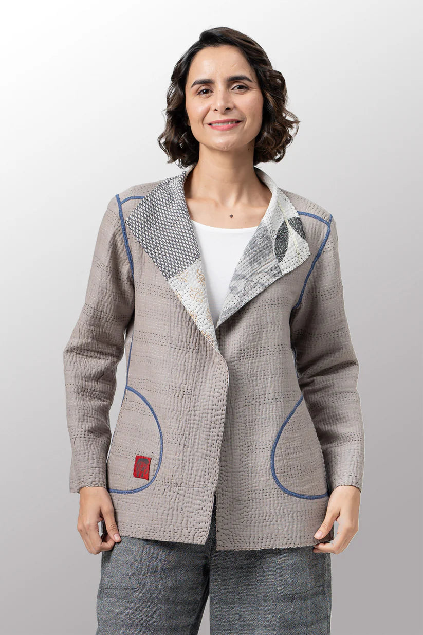 Mieko Mintz- POWDER PATCH KANTHA SHORT JACKET