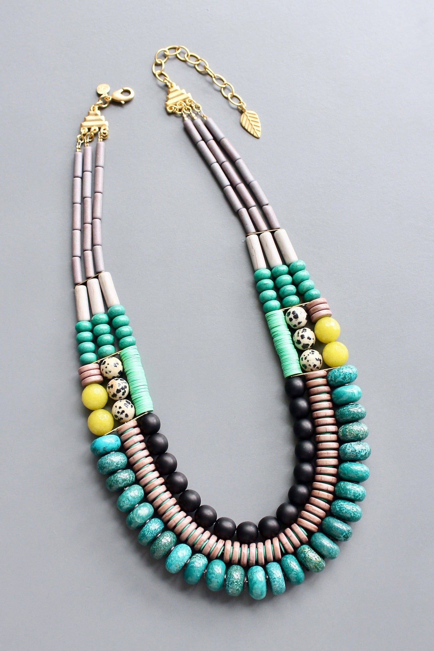 David Aubrey Jewelry - Turquoise, jet, and mint triple strand necklace