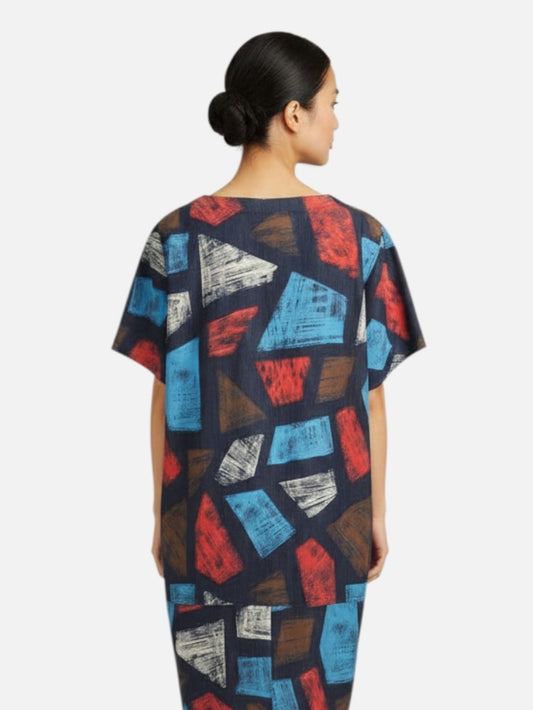 Bella Blue - Abstract Print Cotton Dress