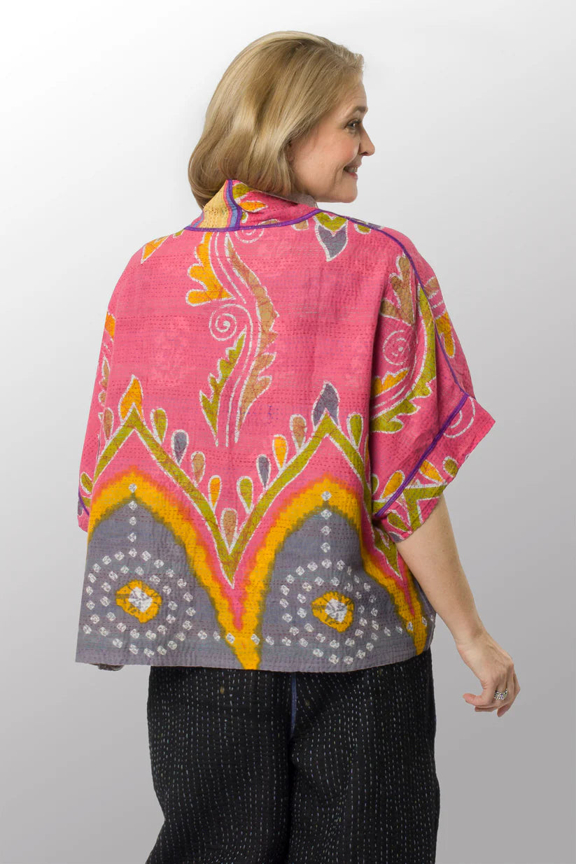 Mieko Mintz- VINTAGE COTTON KANTHA MINI PONCHO