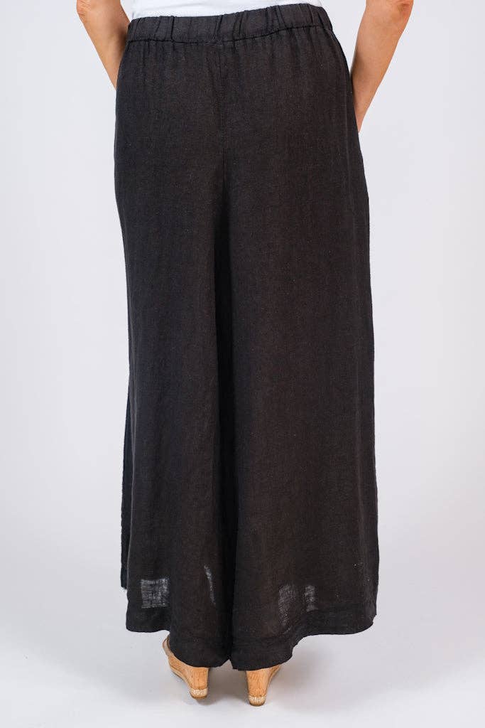 TINA Stephens - Peggy Crop Linen Palazzo Pant/ Black