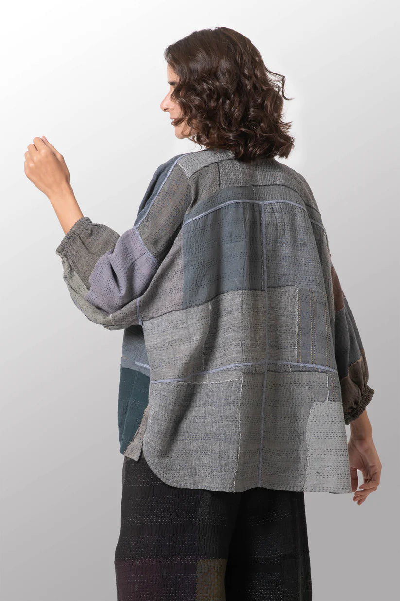 Mieko Mintz- FRAYED PATCH KANTHA BLOCK TOP