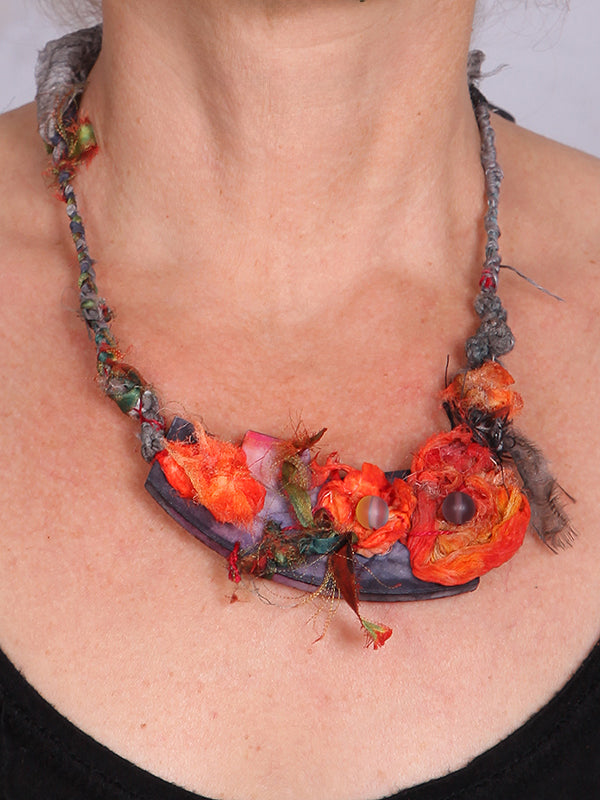 Tatiana Palnitska- Silk Poppies Necklace