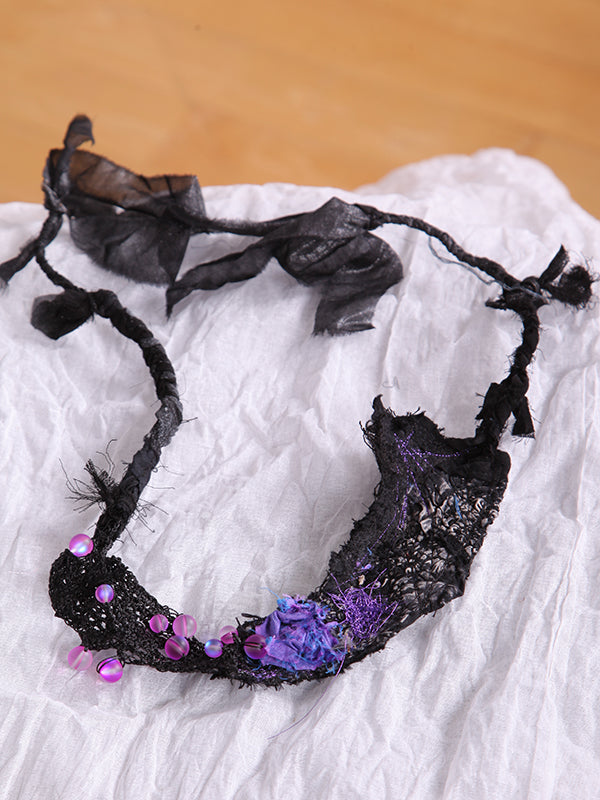 Tatiana Palnitska- Knitted Embroidered Silk Necklace