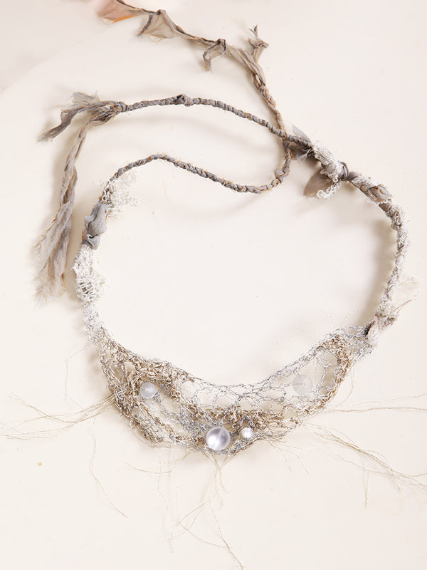 Tatiana Palnitska- Silver Hand-Knitted Necklace